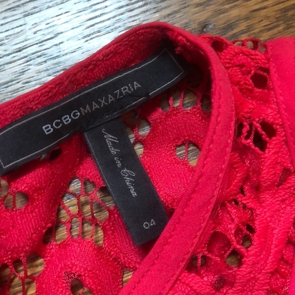 BCBG Maxazria Hannah Tiered Scroll Red Dress 4 - Picture 5 of 7